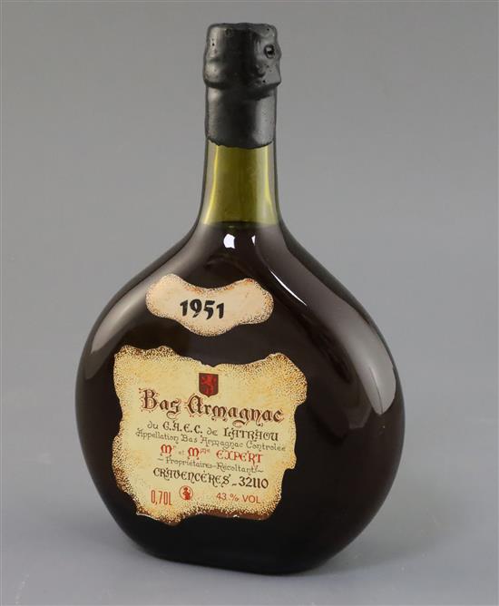 A bottle of Bas Armagnac Latraou 1951